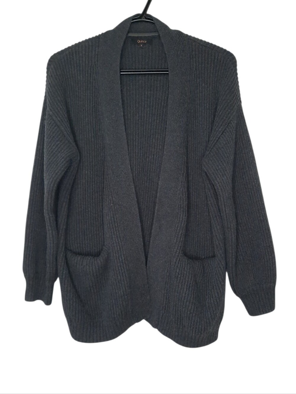 Quince Organic Cotton Oversized Cardigan Fishermen Gray Chunky Womens Size Small